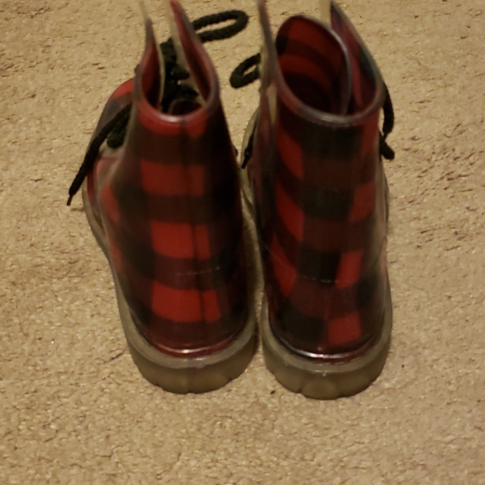 Dirty Laundry plaid lace up rain boots sz 7 - Picture 4 of 5